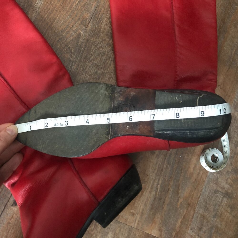 Vintage Arnold Churgin Red Leather Boots - Calf High Boots - Fits like US 8 - Picture 7 of 14